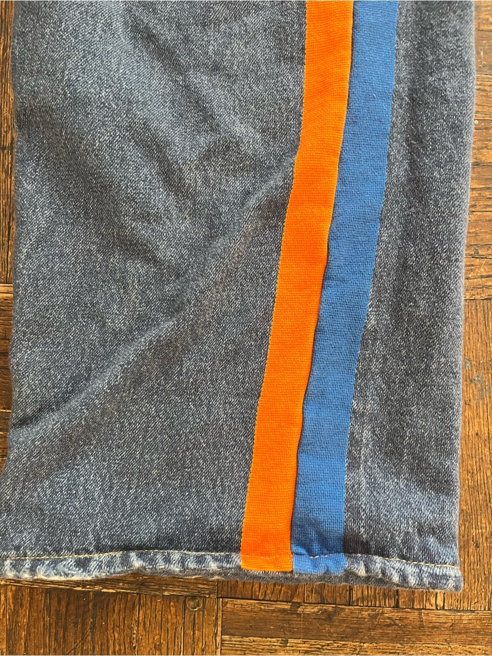 RAG AND BONE MIRAMAR Wide-Leg PULL ON Jeans with Orange & Blue Side Stripe XS, - Picture 3 of 12